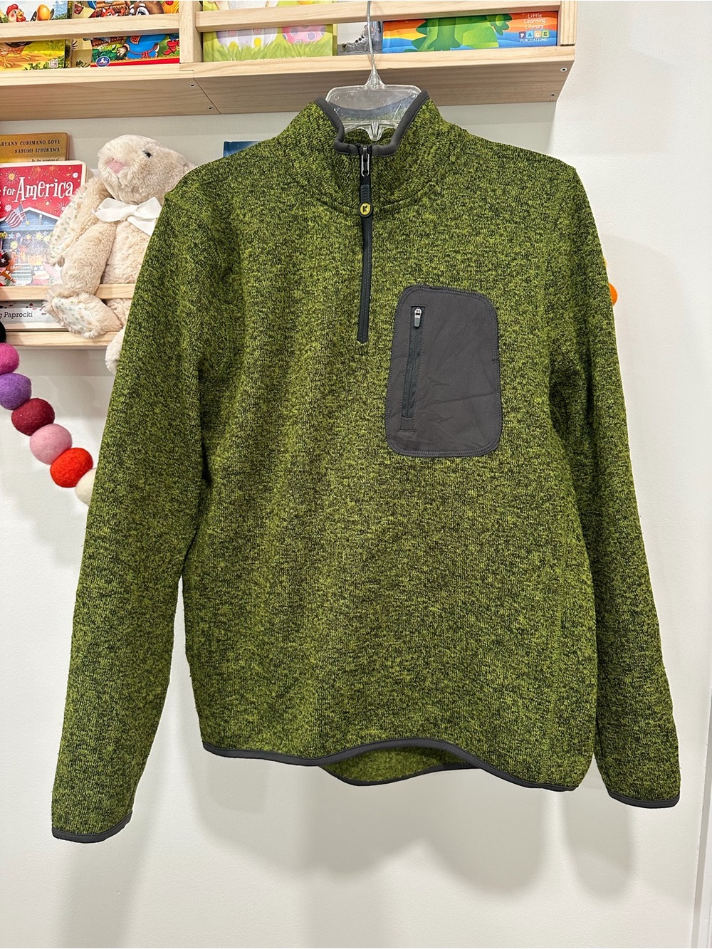 Kyodan Men's Green Heathered Quarter-Zip Sweater with Chest Pocket